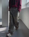 Denti damage brush denim pants