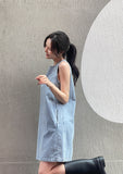 Paying Denim Sleeveless Mini One Piece