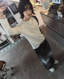 Fiction paint washing denim pants