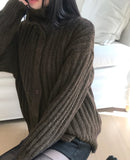 Luon wool high-neck loose cardigan