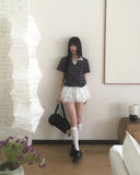 Ribu lace chiffon tiered skirt pants