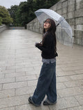 Andy Roll-Up Wide Washing Denim Pants