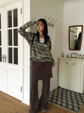 Fisha brushed ribbed skirt pants long bootcut pants