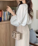 Macaron V-Shirring Blouse