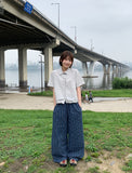Inne Stripe Banding Wide Linen Pants