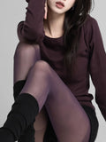 Deep purple see-through tights