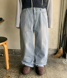 Econde Hidden Banding Light Blue Denim Pants