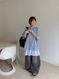 Kvenne Cut Denim Balloon Wide Pants