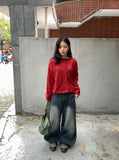 Kelponi Washed Denim Wide Pants