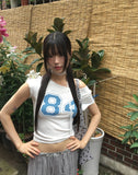 [Muffler SET] Lensa Dot Print Lace Off-Shoulder Short Sleeve T-Shirt