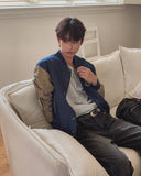 Barent Denim Color Matching Varsity Jacket