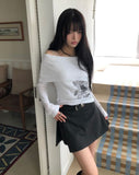 Bell-An Shirring Off-Shoulder Long-Sleeve T-Shirt