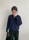 Yuhri Dot Round Knit Cardigan