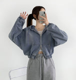 Casual Street Boa Fur Lining Warm Hood Denim Jacket