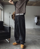 Dove raw fabric balloon wide pants