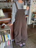 Friend Pocket Cotton Wide Overalls