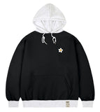 White Flower Dot Color Matching Hoodie