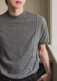 Week Diagonal Cut Half-Neck Short Sleeve Knit