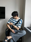 Baron cable stripe short sleeve knit