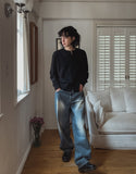 Norma Vintage Washing Wide Denim Pants