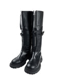 Zipper Flip Buckle Boots