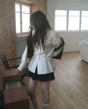 Kenny Stripe Frill Strap See-Through Blouse