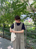 Qdoden Nylon Layered Cargo Long One Piece