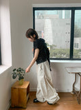 [unisex] Kelter Linen Pintuck Banding Wide Pants