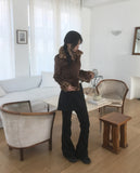 Rotel Leopard Hopi Fur Contrast Corduroy Jacket