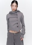 Cowl neck botton hoodie