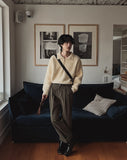 Story peach cotton two tuck pants