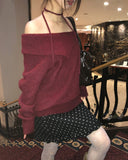 [Strap + Knit SET] Luo Strap Off-Shoulder Wool Knit