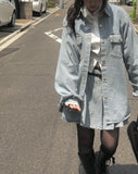 Myua Boxy Fit Denim Pocket Shirt Jacket