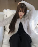 Ritu Button Crewneck Fur Cardigan