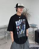 Border printed short-sleeved T-shirt