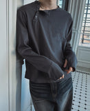 Barrel Diagonal Cropped Henley Long Sleeve