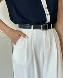 Pureine Pintuck Wide Slacks Pants (Belt set)