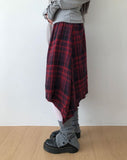 T-L Vintage Check Layered Midi Skirt