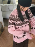 Babe Vintage Snowflake Nordic Round Long Sleeve Knit