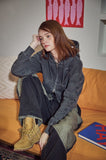 [2-WAY] Sleeve Star Pigment CROP Hood Zip-up
