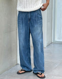 Lovey Linen Wide Denim Pants