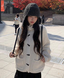 Rucker High Neck Duffle Button Knit Cardigan