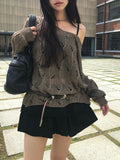 Linder Mesh See-Through Loose-Fit One-Shoulder Knit