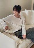 [PLAN MADE] Loop Lace-up Boat Neck Knit
