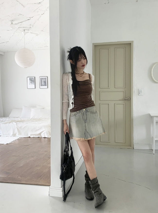 【WONDER WONDER】Rattan Vintage Washed Surgical Mini Skirt WONDER WONDER (ワンダーワンダー) - コットンビンテージ