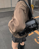 Cont Leather Pocket Shoulder Bag
