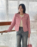Setu Round Pearl Tweed Short Jacket