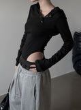 Cutout Bodysuit Unbalance Snap Hood