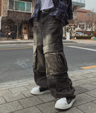 Roku Pintuck Cargo Denim Pants