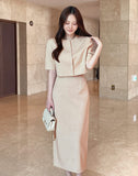 Vekia Crop Jacket H-Line Skirt Set